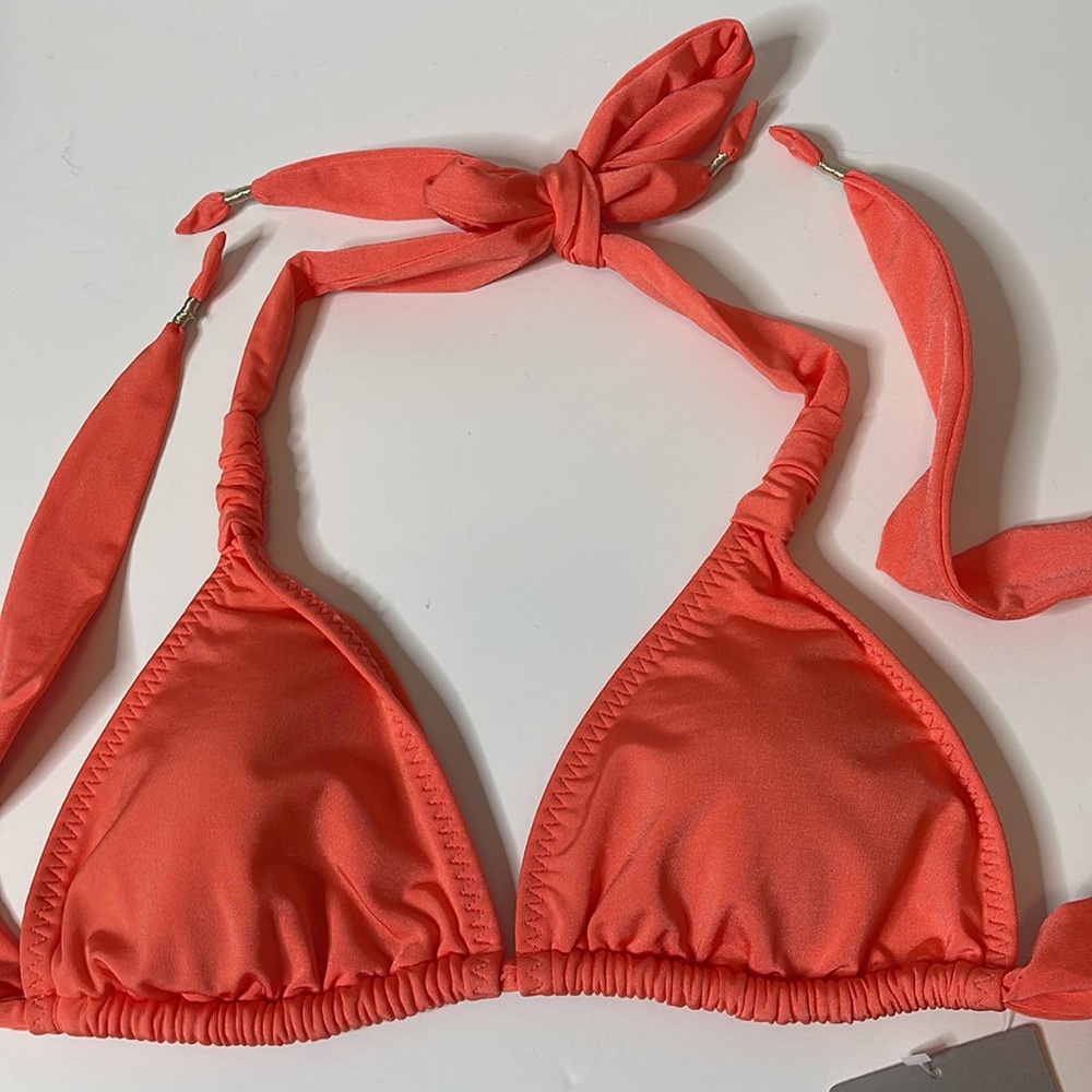 Athleta Coral Aqualuxe Traingle Bikini Swim Top Small